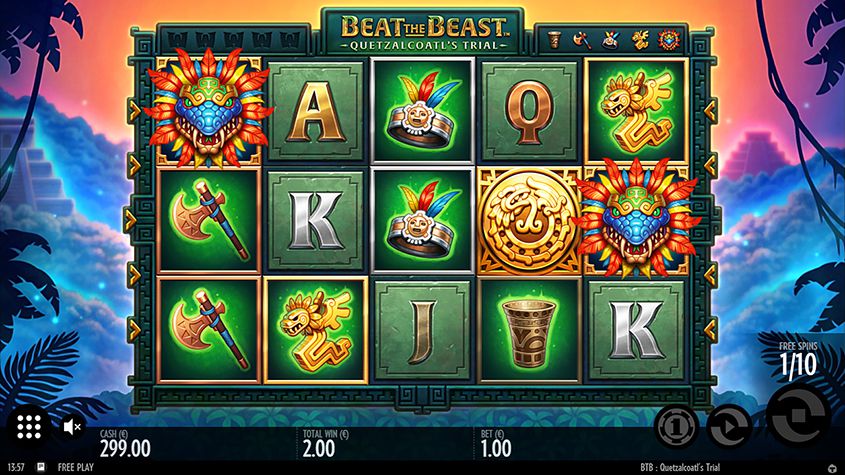 Interface de la machine à sous Beat the Beast : Quetzalcoatls Trial