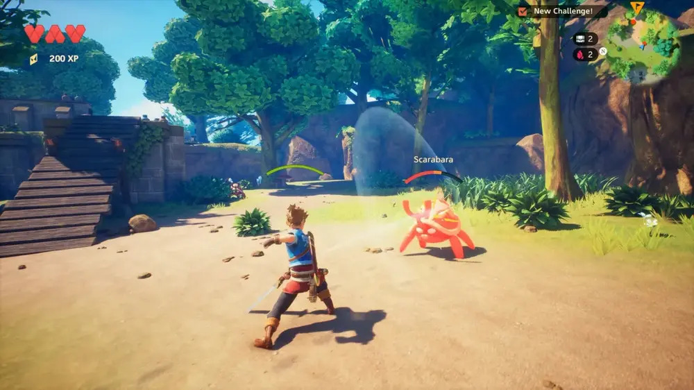 Gameplay d'Oceanhorn 2 : Les Chevaliers du Royaume Perdu.