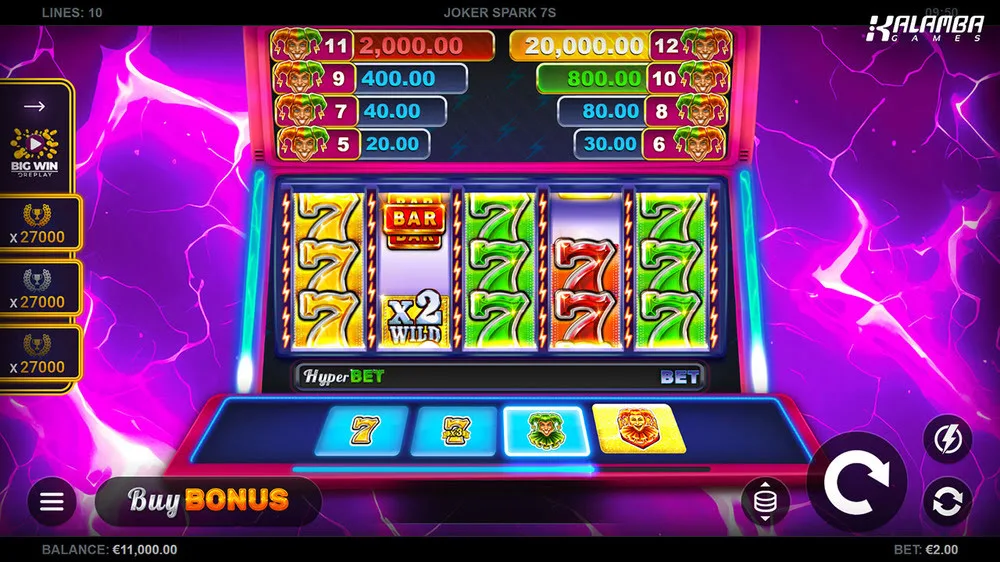 Pré-visualização dos símbolos clássicos de slots